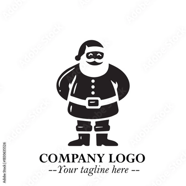 Fototapeta Santa Claus Logo Symbol in Black on White Background for Classic Holiday Branding and Design ArtPlus