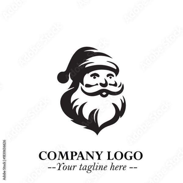 Fototapeta Santa Claus Logo Symbol in Black on White Background for Classic Holiday Branding and Design ArtPlus