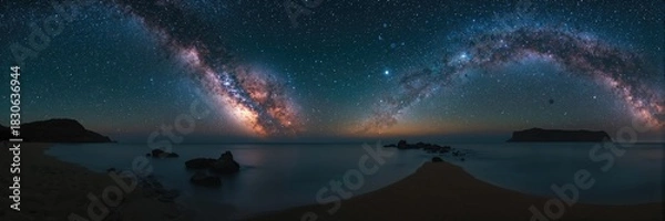 Obraz A bedroom with sunrise light filtering through windows, emphasizing natural warmth for a relaxing atmosphere, Earth Day