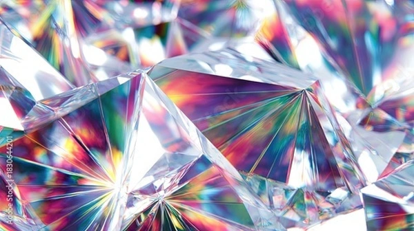 Obraz Abstract Geometric Crystal Shapes With Iridescent Light Effects