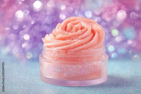 Obraz Pink Rose Swirl Lip Gloss In Transparent Container