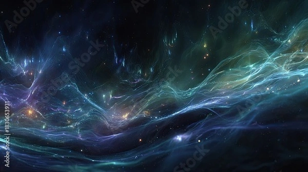 Fototapeta Abstract Cosmic Nebula Displaying Colorful Patterns In Space