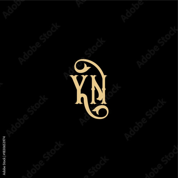 Obraz YN letter initial royal concept Barock style design monogram modern logo