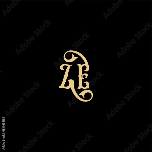 Obraz ZE letter initial royal concept Barock style design monogram modern logo