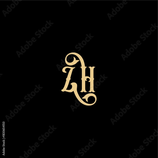 Obraz ZH letter initial royal concept Barock style design monogram modern logo
