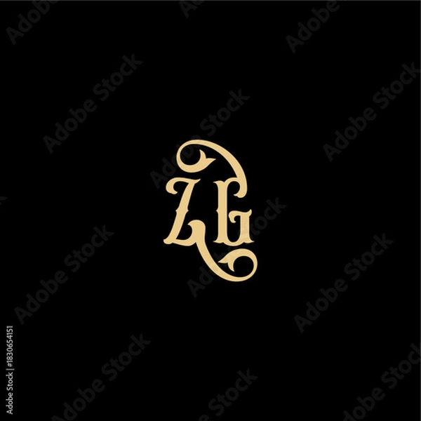 Obraz ZG letter initial royal concept Barock style design monogram modern logo