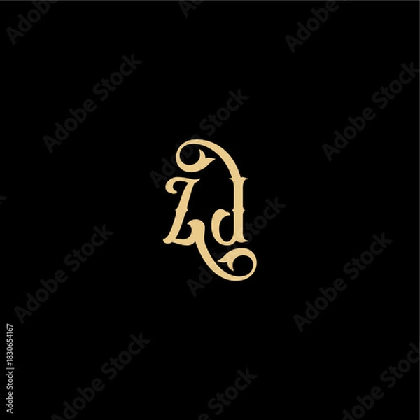Obraz ZJ letter initial royal concept Barock style design monogram modern logo