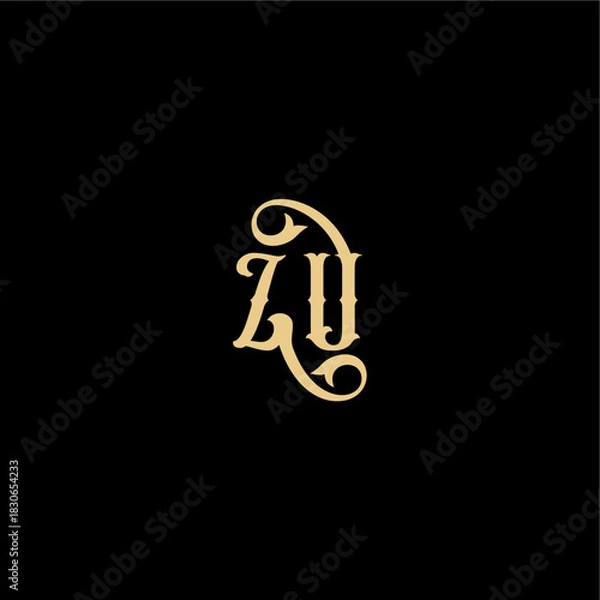 Obraz ZU letter initial royal concept Barock style design monogram modern logo