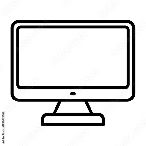 Fototapeta Sleek vector line icon of a computer monitor, representing the fundamental interface for digital display, information access, and content consumption in today's technological world