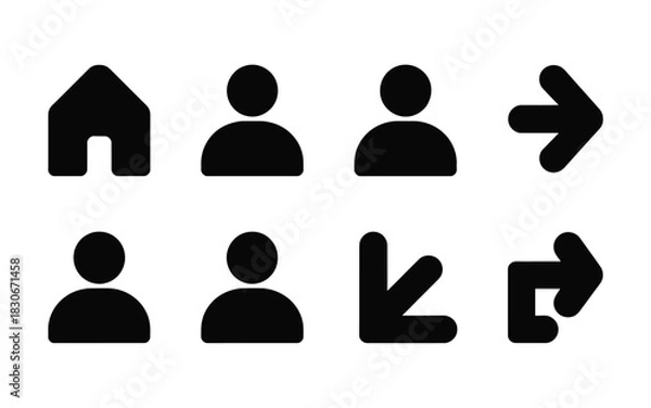 Fototapeta Collection of simple black user interface icons