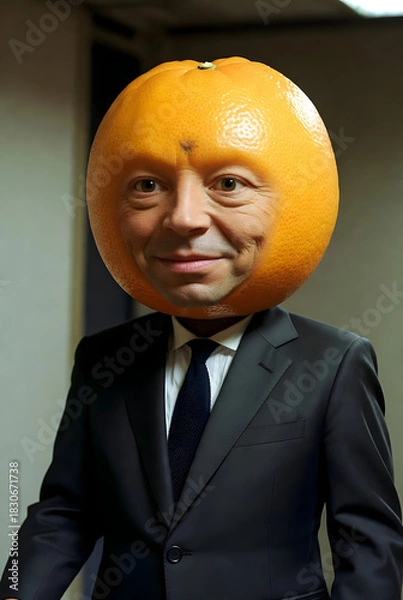 Fototapeta Surreal Portrait of a Businessman with an Orange for a Head