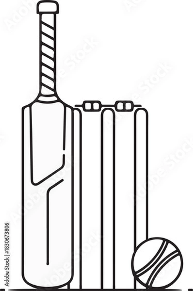 Obraz Cricket bat and ball vector