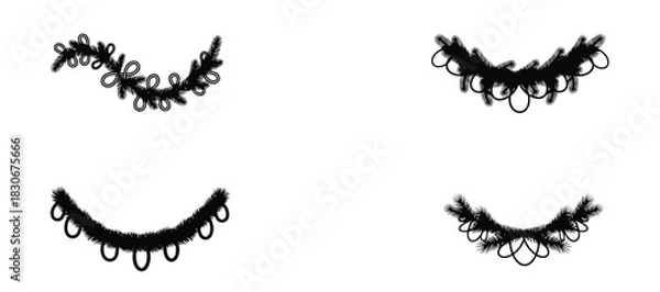 Fototapeta christmas garland silhouette festive hanging garland shape for winter decoration this simple design shows the shape in a clean and easy style for holiday artwork and seasonal use with a soft look