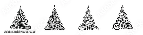 Fototapeta christmas tree silhouette 2 evergreen tree shape made for winter holiday theme this simple design shows the shape in a clean and easy style for holiday artwork and seasonal use with a soft look