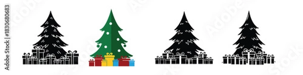 Fototapeta christmas tree silhouette 5 evergreen tree shape made for winter holiday theme this simple design shows the shape in a clean and easy style for holiday artwork and seasonal use with a soft look