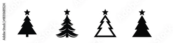 Fototapeta christmas tree silhouette 6 evergreen tree shape made for winter holiday theme this simple design shows the shape in a clean and easy style for holiday artwork and seasonal use with a soft look