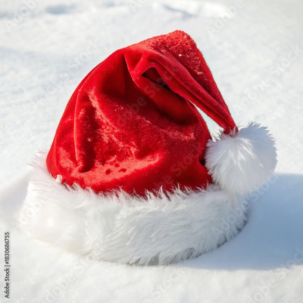 Obraz santa claus hat on snow