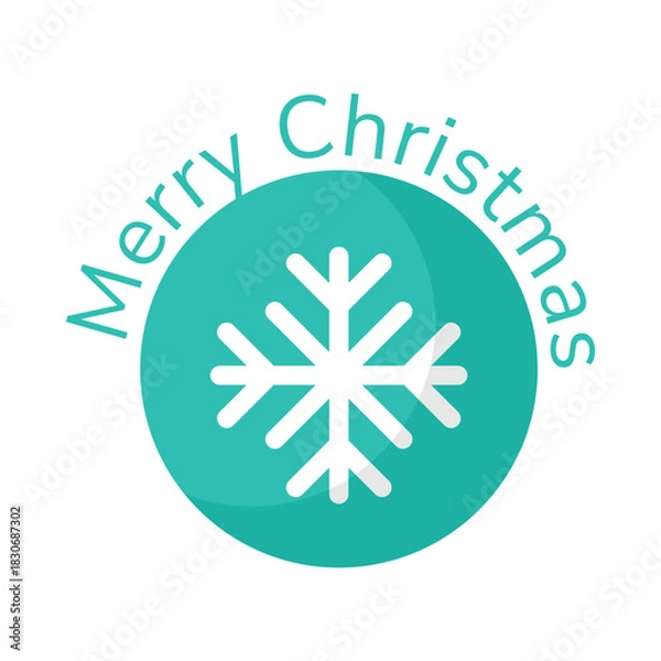 Fototapeta Merry Christmas Circle Style Vector art design template, Christmas winter decoration symbol and sign, vector flake holiday design,  