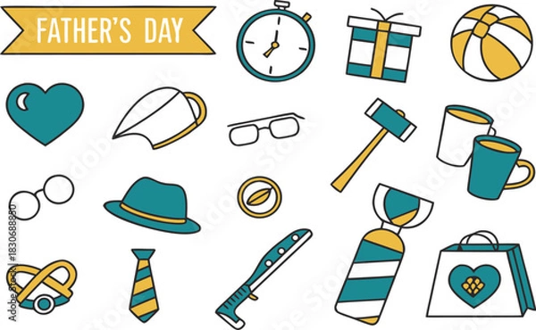 Fototapeta Summer symbol vector icon set for school and business design