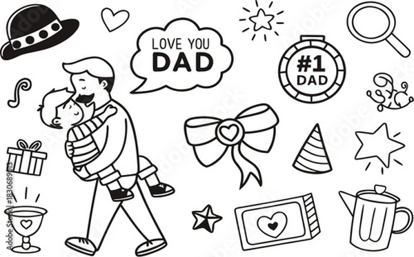 Fototapeta Cartoon vector drawing icon set of hand drawn food sketch illustrations