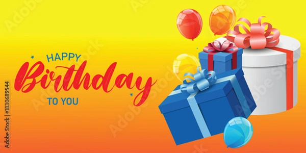 Fototapeta happy birthday to you 2 greeting text art made in a soft look this simple design shows the shape in a clean and easy style for holiday artwork and seasonal use with a soft look