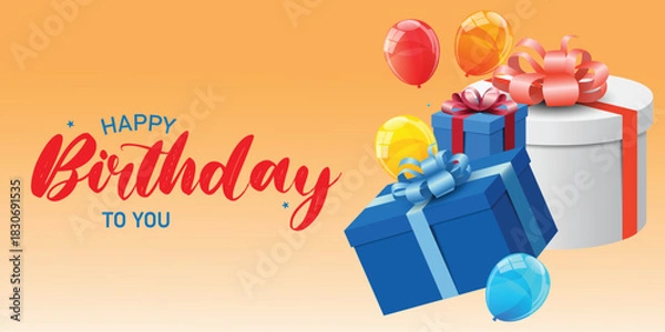 Fototapeta happy birthday to you 3 greeting text art made in a soft look this simple design shows the shape in a clean and easy style for holiday artwork and seasonal use with a soft look