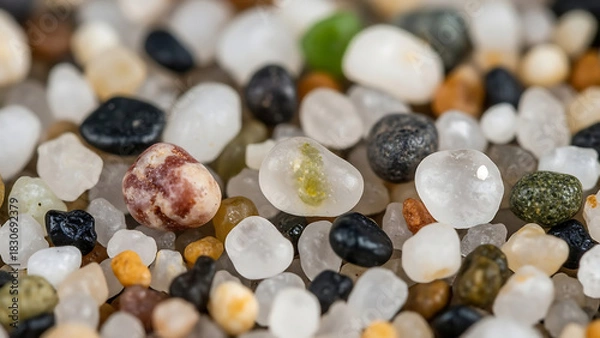 Obraz Close-Up View of Colorful Sand Grains Revealing Varied Textures and Shapes