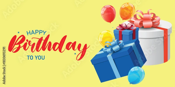 Fototapeta happy birthday to you 4 greeting text art made in a soft look this simple design shows the shape in a clean and easy style for holiday artwork and seasonal use with a soft look