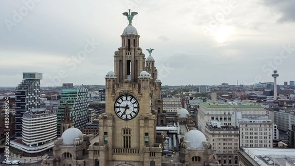 Fototapeta Aerial view of the Liver Building with surrounding city architecture
