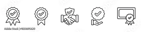 Obraz Checkmark thin line icon set, web minimal editable stroke icons.