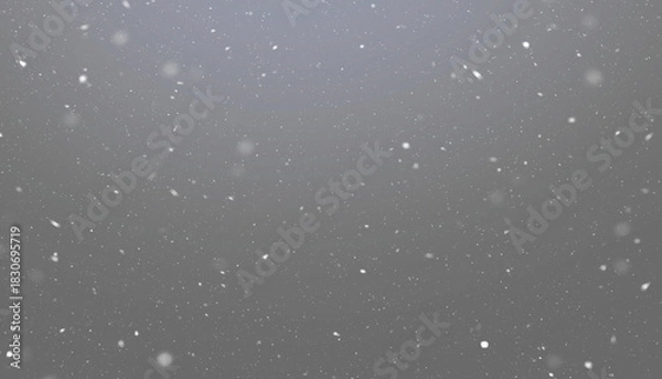 Obraz Realistic falling snow overlay background. Winter snowflake particle effect for Christmas, New Year, festive design. 