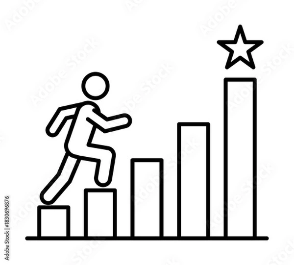 Fototapeta Climbing steps on bar graph to reach a goal