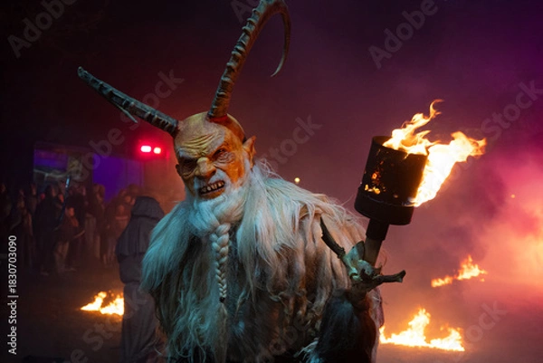 Obraz Dämon mit Bartzopf und  Feuertopf