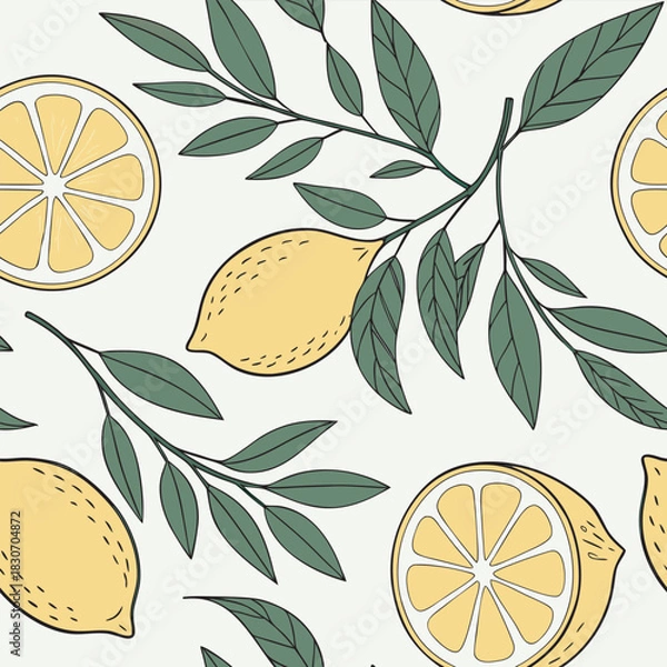 Obraz Mixed flower leaf and fruits pattern