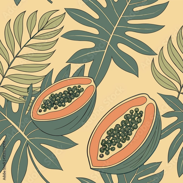 Obraz Mixed flower leaf and fruits pattern