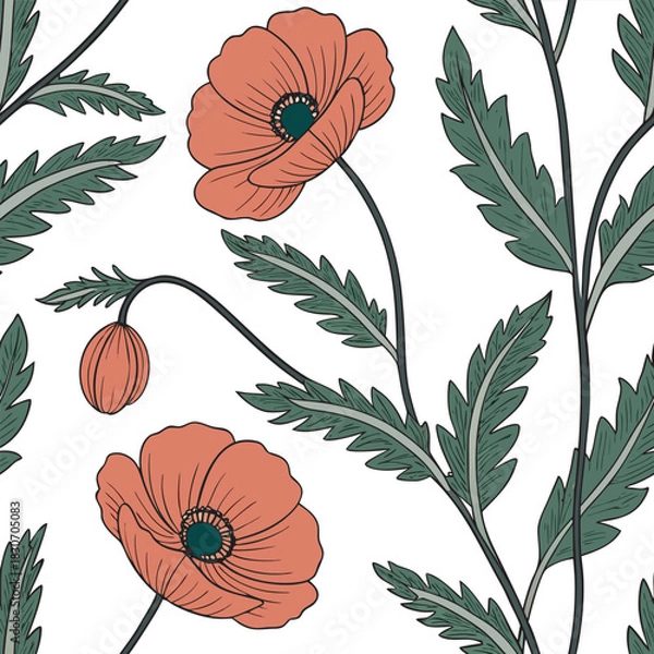 Obraz Mixed flower leaf and fruits pattern