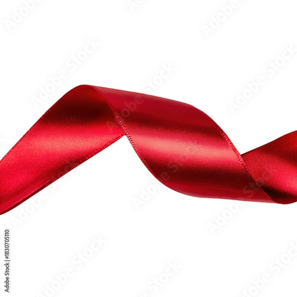 Fototapeta Red silk banner ribbon on white background.