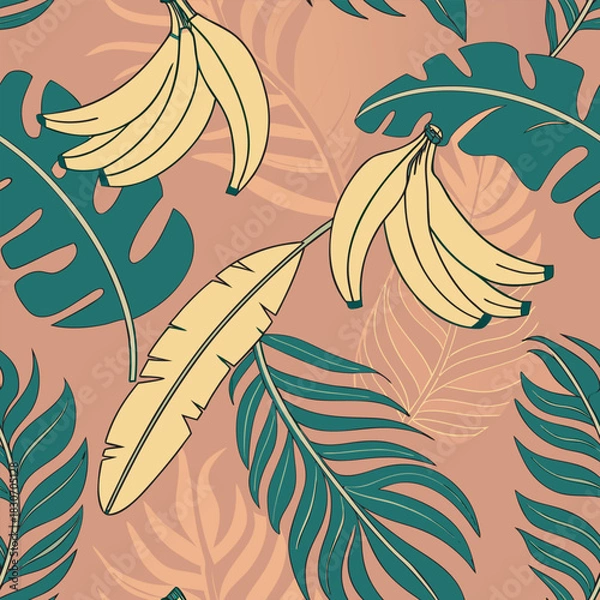 Obraz Mixed flower leaf and fruits pattern