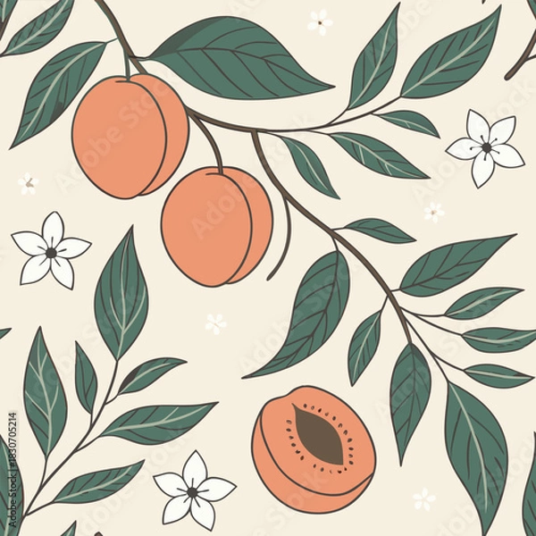 Obraz Mixed flower leaf and fruits pattern