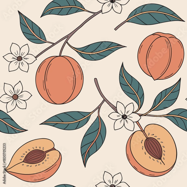 Obraz Mixed flower leaf and fruits pattern