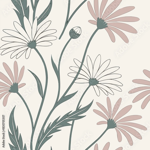 Obraz Mixed flower leaf and fruits pattern