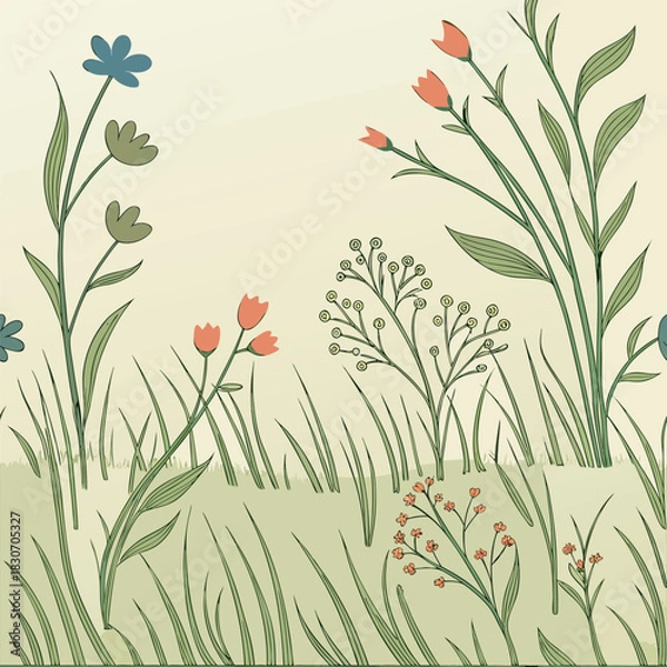 Obraz Mixed flower leaf and fruits pattern