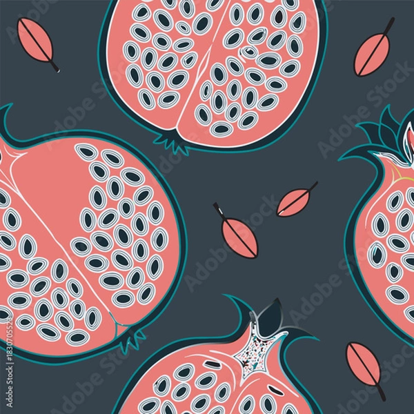 Obraz Mixed flower leaf and fruits pattern