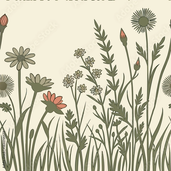 Obraz Mixed flower leaf and fruits pattern