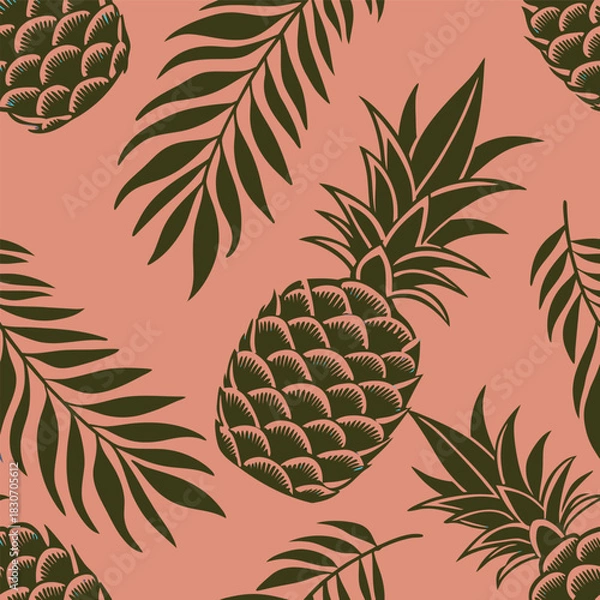 Obraz Mixed flower leaf and fruits pattern