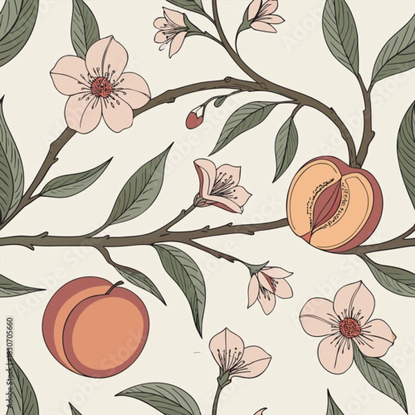 Obraz Mixed flower leaf and fruits pattern