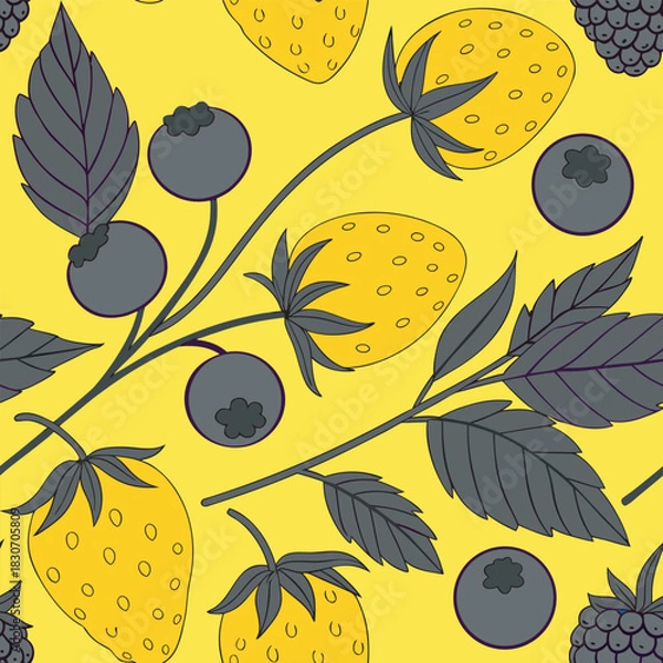 Obraz Mixed flower leaf and fruits pattern