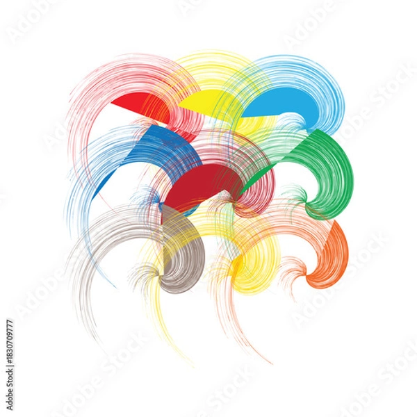 Fototapeta Abstract Radial Swirls of Colorful Curved Lines