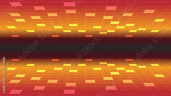 Fototapeta Futuristic Glowing Grid Horizon with Warm-Toned Backgrounds