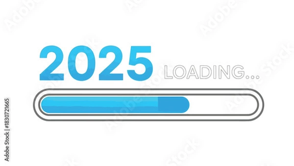 Fototapeta Vector illustration of digital illustration of the year 2025 loading bar progress, symbolizing anticipation and the future approaching